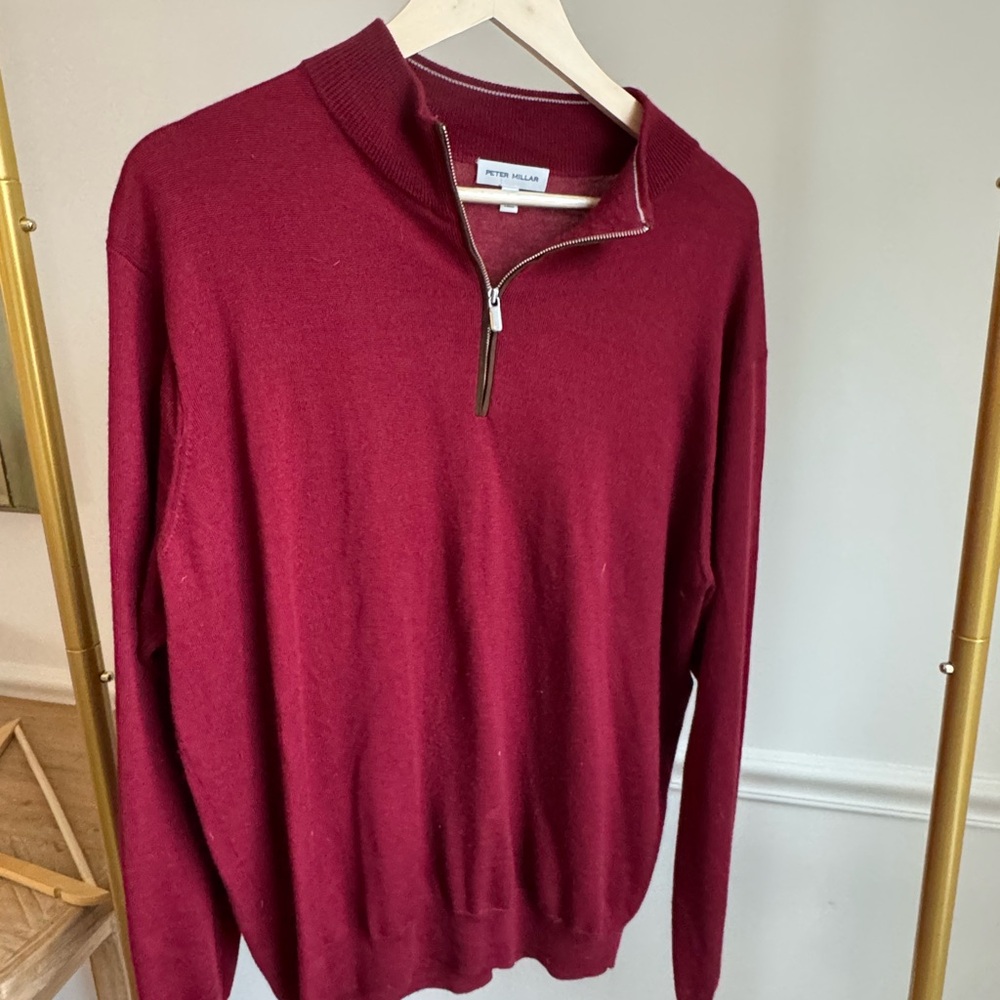 Peter Millar Men's Burgundy Zip-Up Sweater